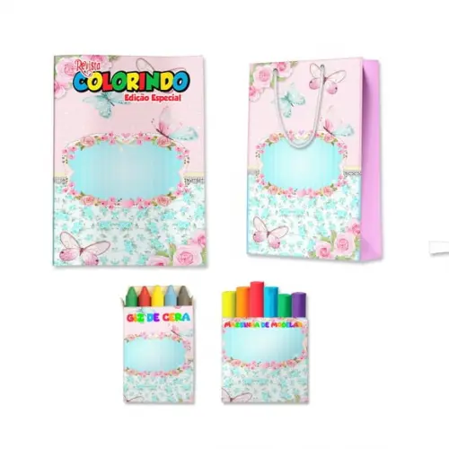 Kit Colorir com Massinha e Sacola Jardim de Borboletas