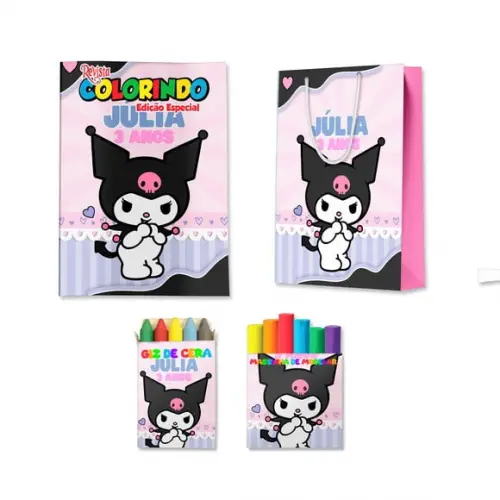 Kit Colorir com Massinha e Sacola Kuromi Preto