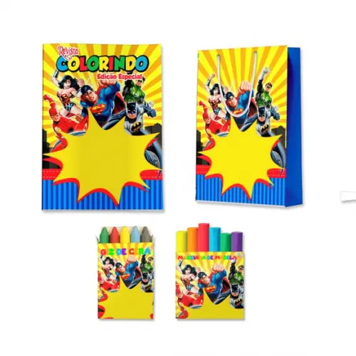 Kit Colorir com Massinha e Sacola Liga da Justiça