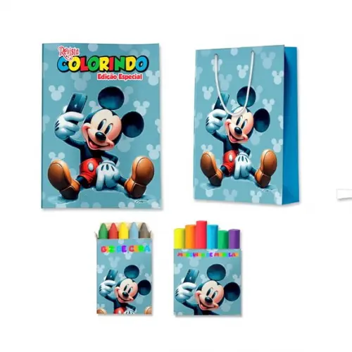 Kit Colorir com Massinha e Sacola Mickey Aquarela