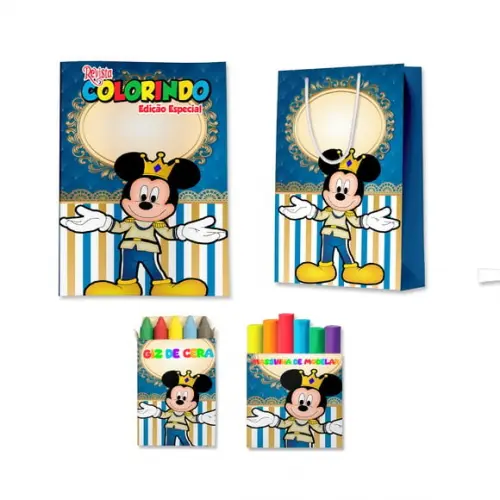 Kit Colorir com Massinha e Sacola Mickey Realeza