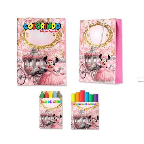 Kit Colorir com Massinha e Sacola Minnie Realeza