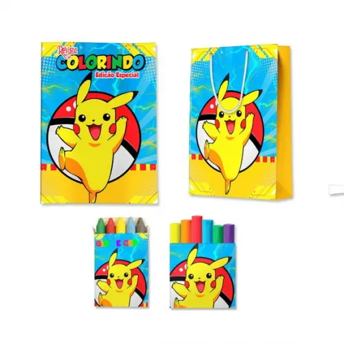 Kit Colorir com Massinha e Sacola Pokémon Pikachu