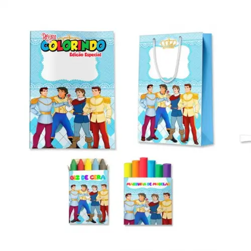Kit Colorir com Massinha e Sacola Príncipes Princesas Disney