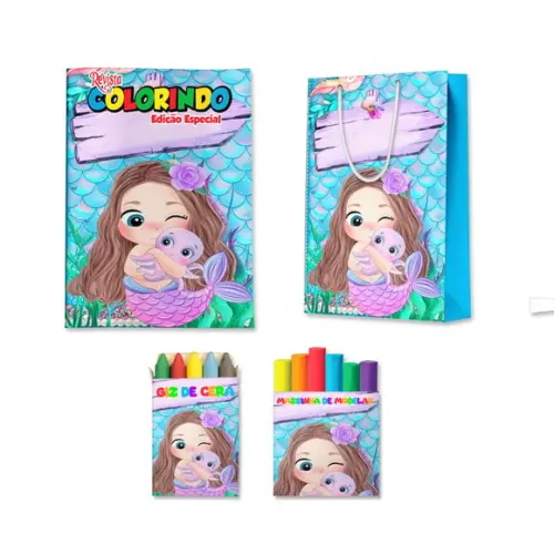 Kit Colorir com Massinha e Sacola Sereia Cute Baby