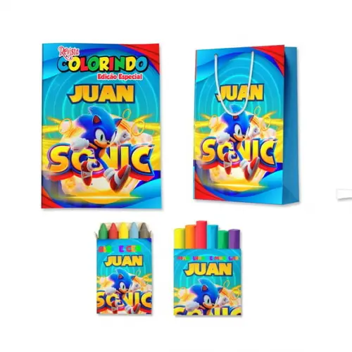 Kit Colorir com Massinha e Sacola Sonic