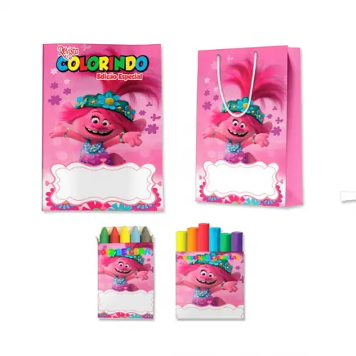 Kit Colorir com Massinha e Sacola Trolls Poppy