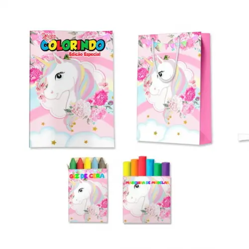 Kit Colorir com Massinha e Sacola Unicórnio