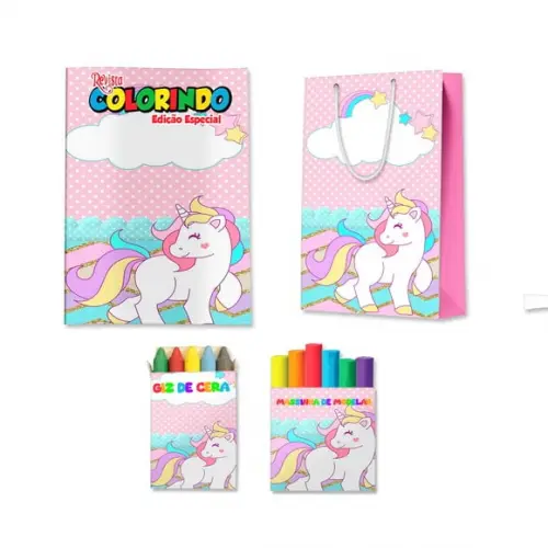 Kit Colorir com Massinha e Sacola Unicórnio