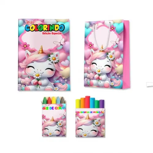 Kit Colorir com Massinha e Sacola Unicórnio