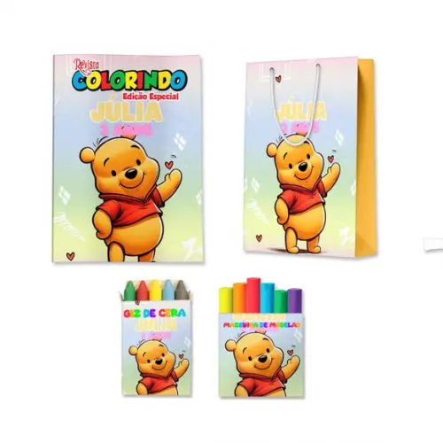 Kit Colorir com Massinha e Sacola Ursinho Pooh