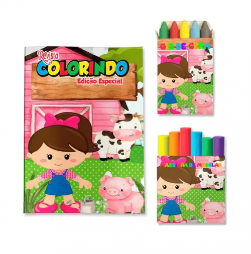 Kit Colorir com Massinha Fazendinha Menina