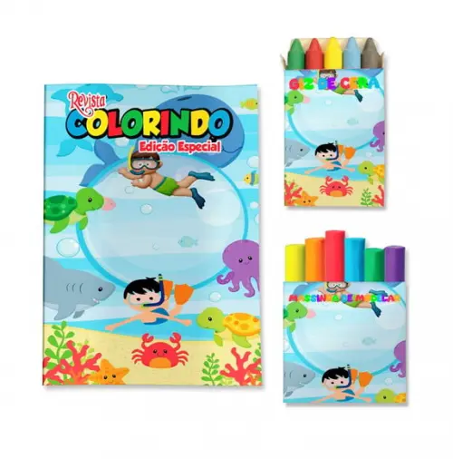 Kit Colorir com Massinha Fundo do Mar