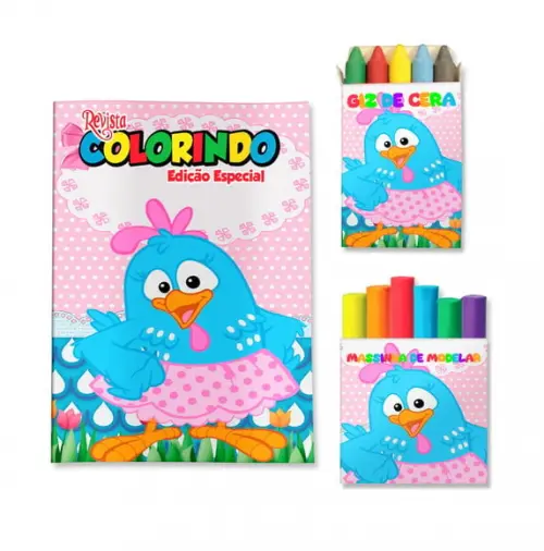 Kit Colorir com Massinha Galinha Pintadinha