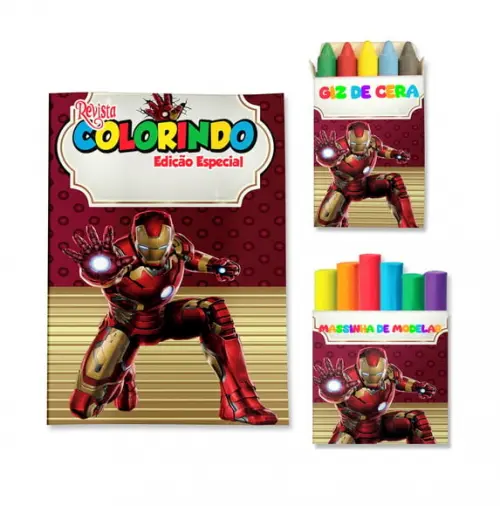 Kit Colorir com Massinha Homem de Ferro