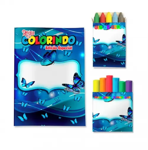 Kit Colorir com Massinha Jardim de Borboletas Azul