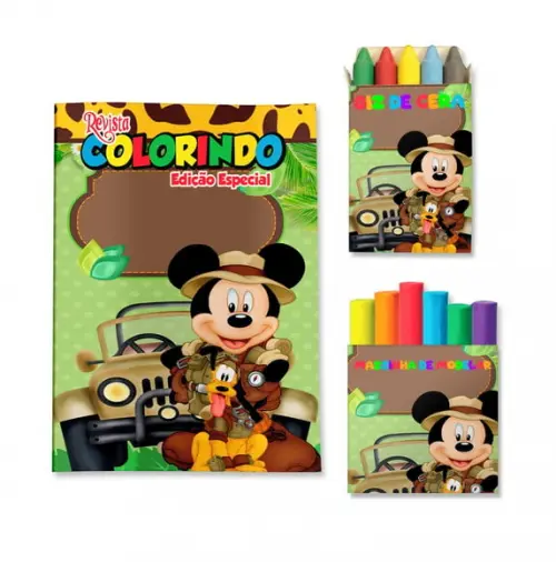 Kit Colorir com Massinha Mickey Safari