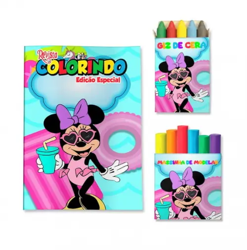 Kit Colorir com Massinha Minnie Pool Party