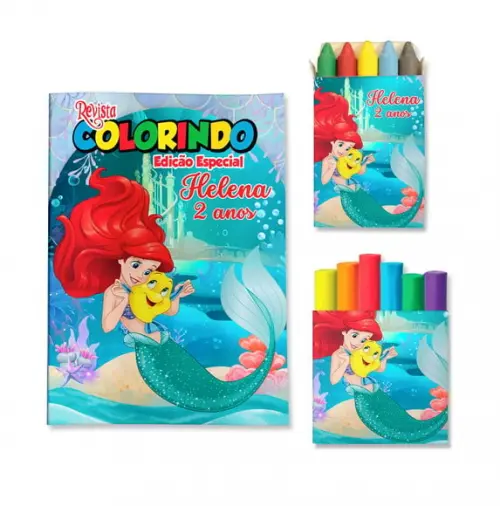 Kit Colorir com Massinha Pequena Sereia Ariel