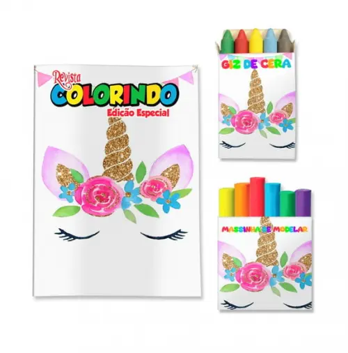Kit Colorir com Massinha Unicórnio