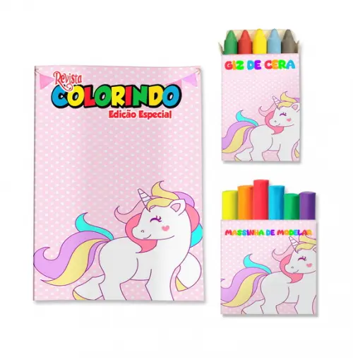 Kit Colorir com Massinha Unicórnio