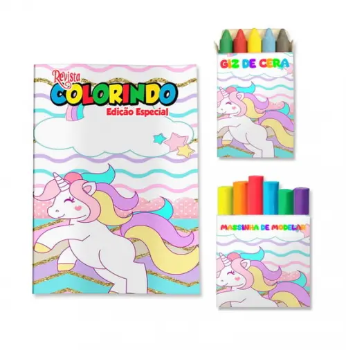 Kit Colorir com Massinha Unicórnio