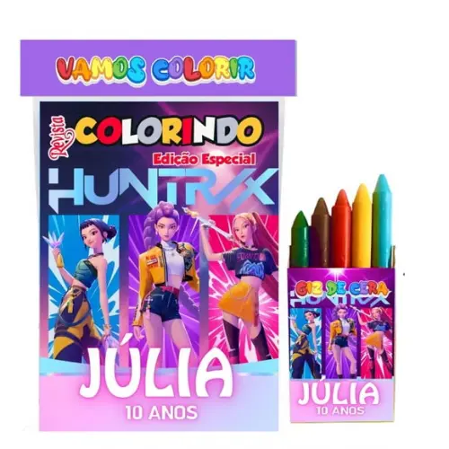 Kit Colorir Guerreiras do Kpop com Giz Personalizado 14x10cm