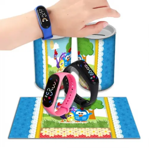 Kit Lembrancinha Galinha Pintadinha Relógio + Cofrinho
