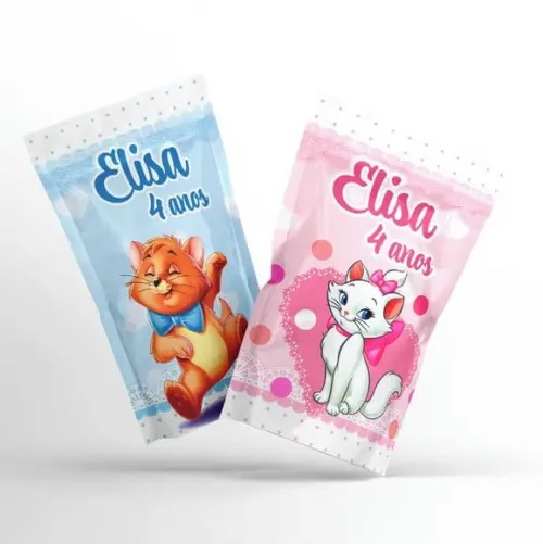 Lembrancinha Gatinha Marie com Relógio no Saquinho