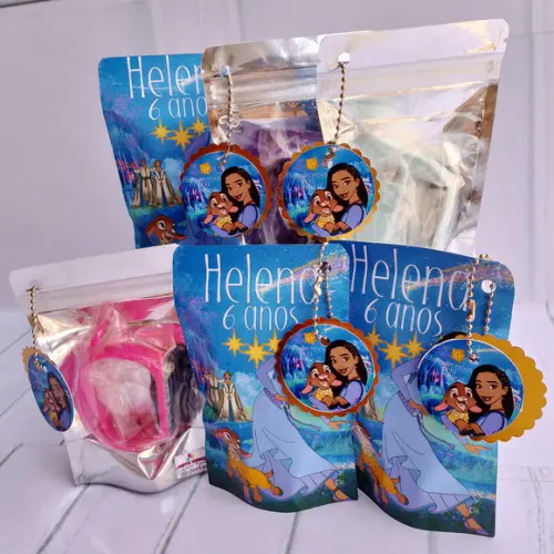 Lembrancinha Princesas com Relógio no Saquinho Metalizado