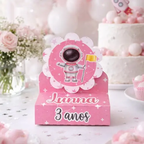 Porta Bis Duplo Astronauta Rosa Lembrancinha