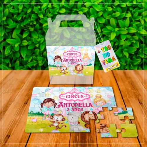 Quebra Cabeça Circo Rosa Aquarela 24 Peças
