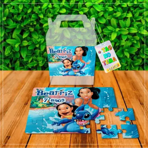 Quebra Cabeça Lilo e Stitch com 24 Peças + Caixa Acetato