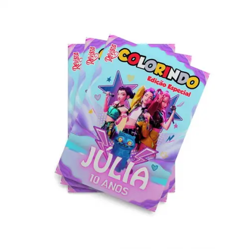 Revistinha de Colorir Guerreiras do Kpop Personalizada 14x10