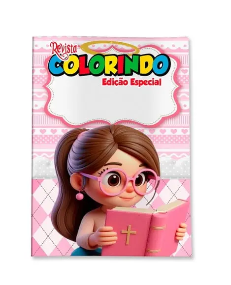 Revistinha para Colorir Batizado Menina Rosa 14x10