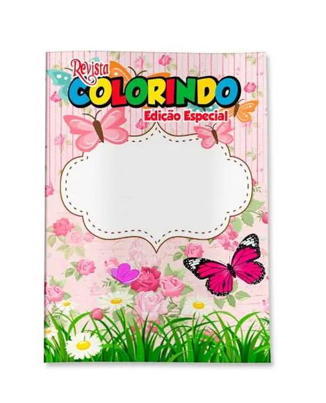 Revistinha para Colorir Jardim de Borboletas Rosa 14x10