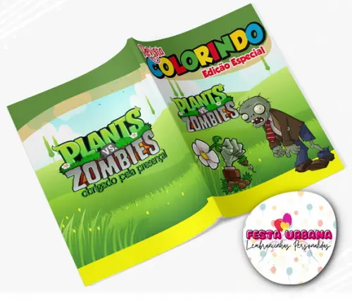 Revistinha para Colorir Plants Vs Zombies 14x10