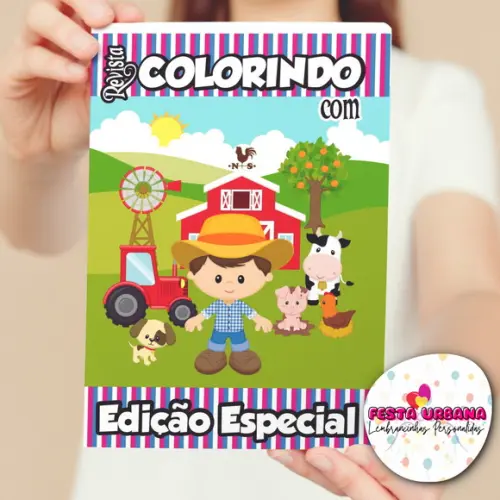 Revistinhas Para Colorir Fazendinha Menino Tam G 15x21 Cm