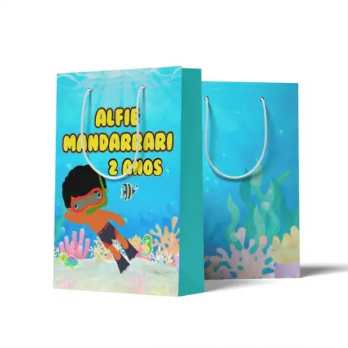 Sacolinha Personalizada Fundo do Mar Menino