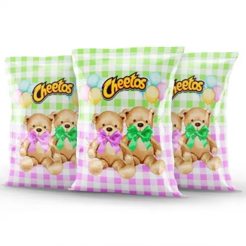 Salgadinho Cheetos Personalizado Chá Revelação Lilás e Verde