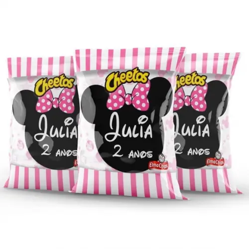 Salgadinho Cheetos Personalizado Minnie Rosa