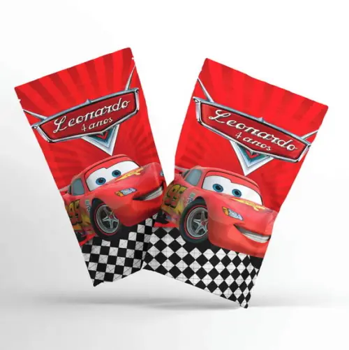 Saquinho Metalizado Carros | Zip Lock G 12 x 20 cm