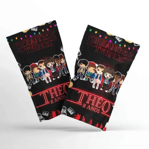 Saquinho Metalizado Stranger Things | G 12 X20 cm