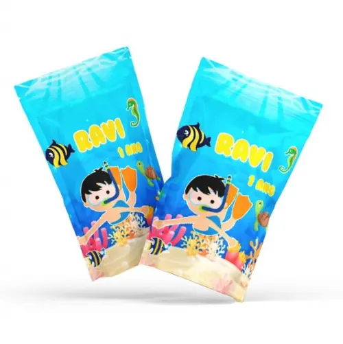 Saquinho Zip Lock Fundo do Mar Menino | G 12 X20 cm