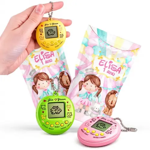 Tamagotchi Circo Rosa | Bichinho Virtual no Zip Metalizado