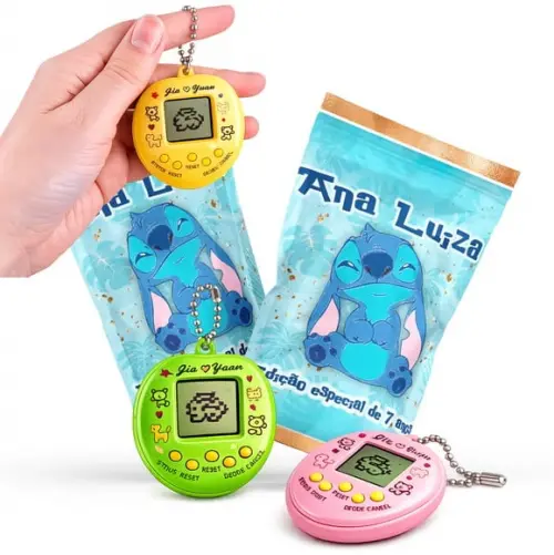 Tamagotchi Stitch Bichinho Virtual no Zip Metalizado