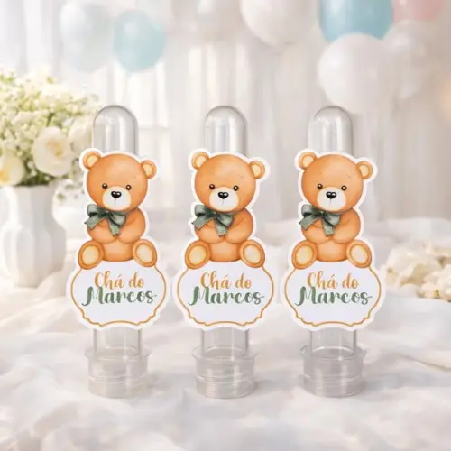 Tubete Personalizado Chá de Bebê Ursinho Verde