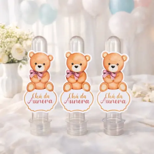 Tubete Personalizado Chá de Bebê Ursinha Rosa