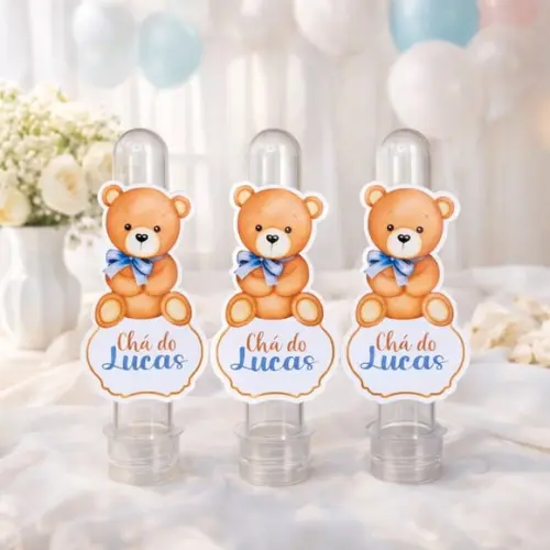 Tubete Personalizado Chá de Bebê Ursinho Azul