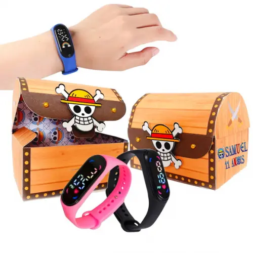 Caixinha Personalizada Bau One Piece Mais Relógio Digital | Lembrancinha Festa Infantil